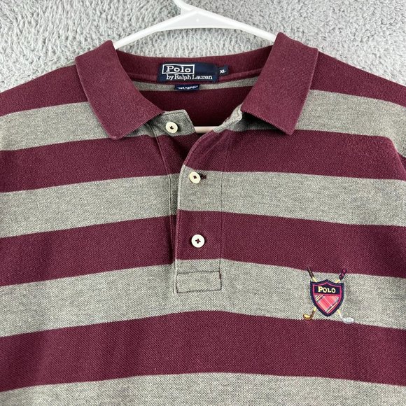 VINTAGE POLO RALPH LAUREN MEN’S SHIRT Size XL Striped Rugby Polo - Picture 2 of 8